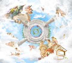 Натяжной потолок с фотопечатью Фрески, ангелы 028