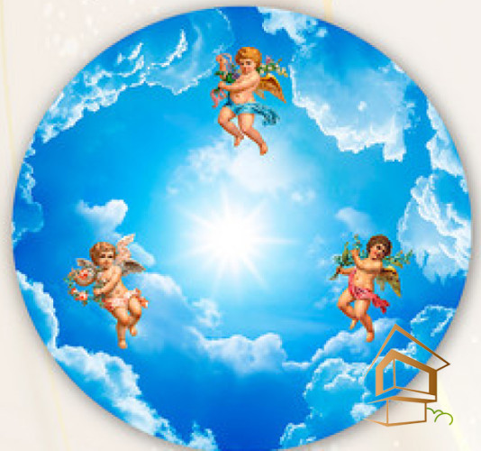 Натяжной потолок с фотопечатью Фрески, ангелы 030 -  - 