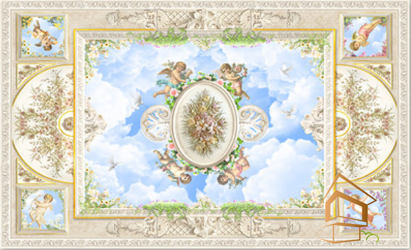 Натяжной потолок с фотопечатью Фрески, ангелы 002 -  - 