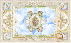 Натяжной потолок с фотопечатью Фрески, ангелы 002