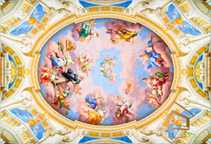 Натяжной потолок с фотопечатью Фрески, своды 023 - -