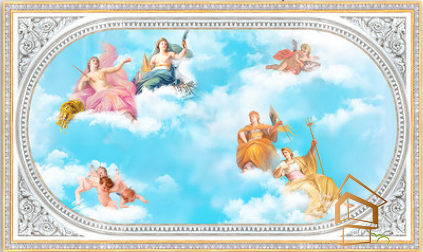 Натяжной потолок с фотопечатью Фрески, ангелы 010 -  - 