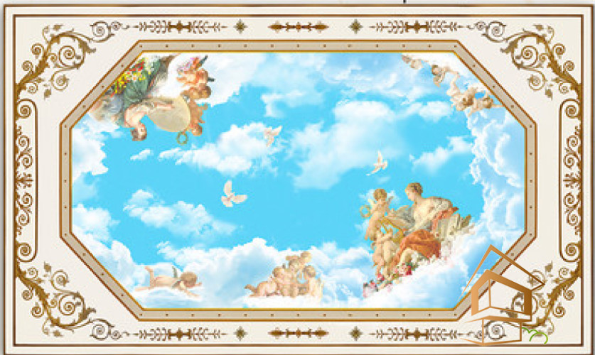 Натяжной потолок с фотопечатью Фрески, ангелы 011 -  - 