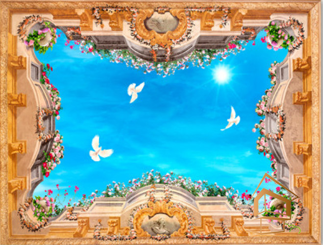 Натяжной потолок с фотопечатью Фрески, своды 002 -  - 