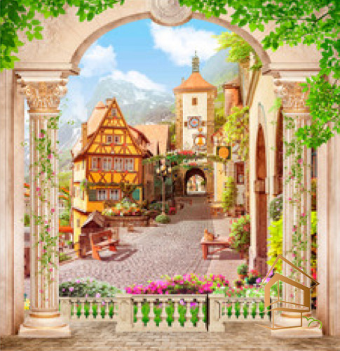 Натяжной потолок с фотопечатью Стены 029 - -