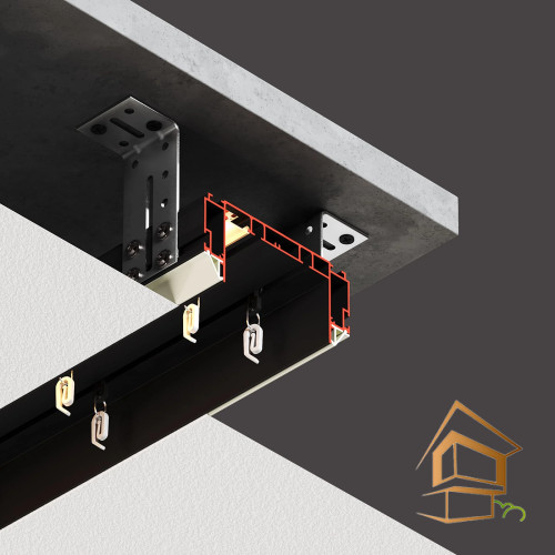 Профиль для натяжных потолков Flexy IZI KARNIZ2 05, карнизный, черный муар 3.2 м, (система IZI, замок не входит комплект)