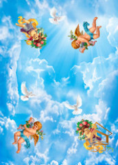 Натяжной потолок с фотопечатью Фрески, ангелы 015