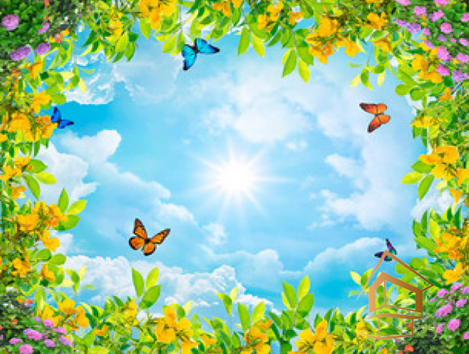 Натяжной потолок с фотопечатью Бабочки 037 - -