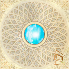 Натяжной потолок с фотопечатью Фрески, своды 030