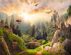 Натяжной потолок с фотопечатью Стены 004