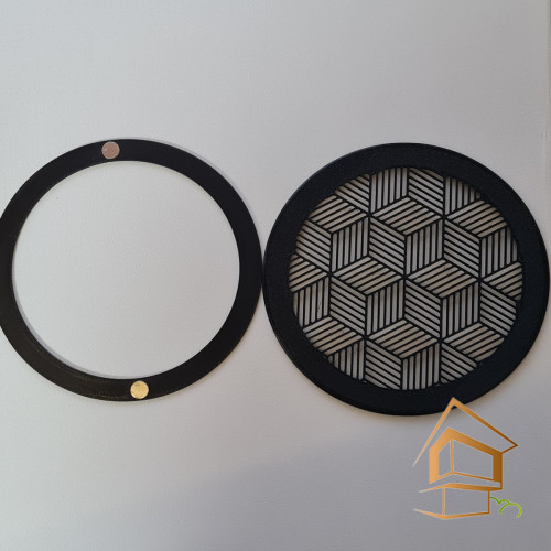 Магнитная вент. решетка с кольцом, d 125 мм, чёрная (рисунок в ассортименте) -  - 