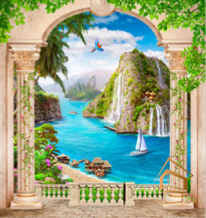 Натяжной потолок с фотопечатью Стены 006