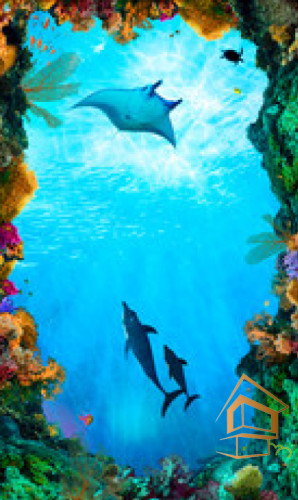 Натяжной потолок с фотопечатью Подводный мир 055 - -