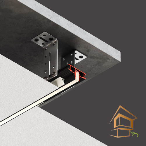 Профиль для натяжных потолков Flexy LINE 8 IZI, черный 2 м, в комплекте замок, вставка, пластина