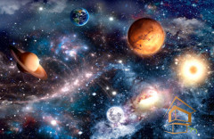 Натяжной потолок с фотопечатью Космос 010