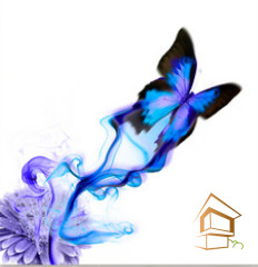 Натяжной потолок с фотопечатью Бабочки 015