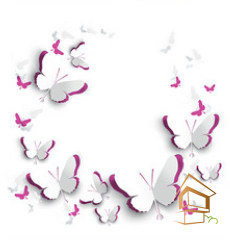 Натяжной потолок с фотопечатью Бабочки 058