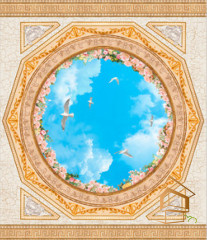 Натяжной потолок с фотопечатью Фрески, своды 054