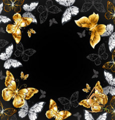 Натяжной потолок с фотопечатью Бабочки 067