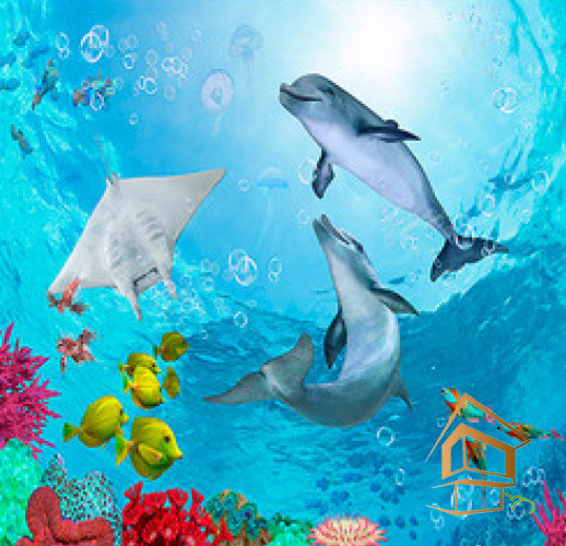 Натяжной потолок с фотопечатью Подводный мир 005 - -