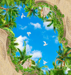 Натяжной потолок с фотопечатью Небо и объекты 003