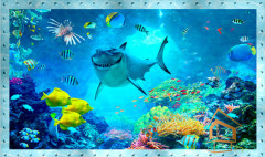 Натяжной потолок с фотопечатью Подводный мир 009