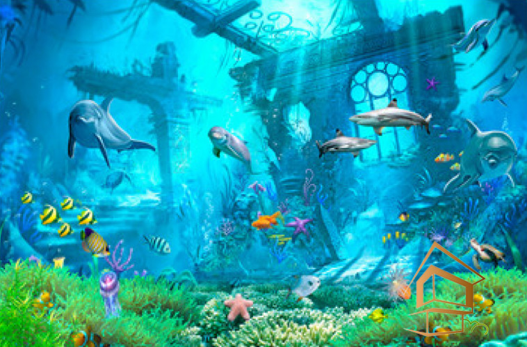 Натяжной потолок с фотопечатью Подводный мир 012 -  -