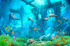 Натяжной потолок с фотопечатью Подводный мир 012