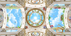 Натяжной потолок с фотопечатью Фрески, своды 068