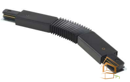 Трековый соединитель гибкий для шинопровода, черный, 1 фаза - -