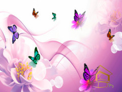 Натяжной потолок с фотопечатью Бабочки 082