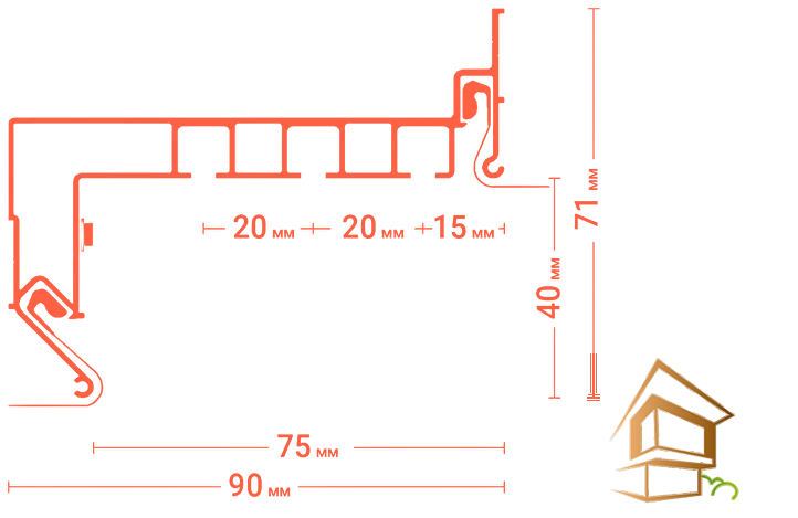 Профиль для натяжных потолков Flexy GARDINA3 04 для карнизных ниш трехрядный 3.2 м белый глянец