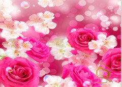 Натяжной потолок с фотопечатью Цветы 109