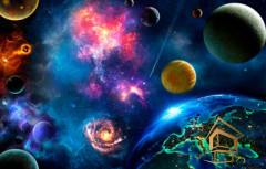 Натяжной потолок с фотопечатью Космос 015