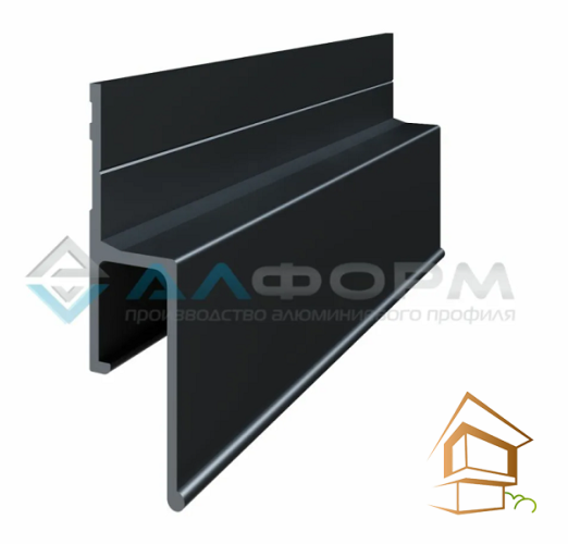 Профиль евро натяжного потолка теневой стеновой, черный, алюминий - -