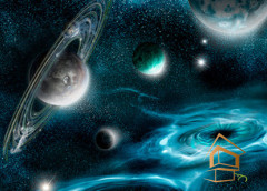 Натяжной потолок с фотопечатью Космос 025