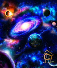 Натяжной потолок с фотопечатью Космос 125