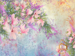 Натяжной потолок с фотопечатью Цветы 221