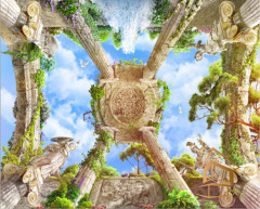 Натяжной потолок с фотопечатью Фрески, своды 092