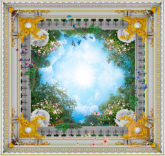 Натяжной потолок с фотопечатью Фрески, своды 094