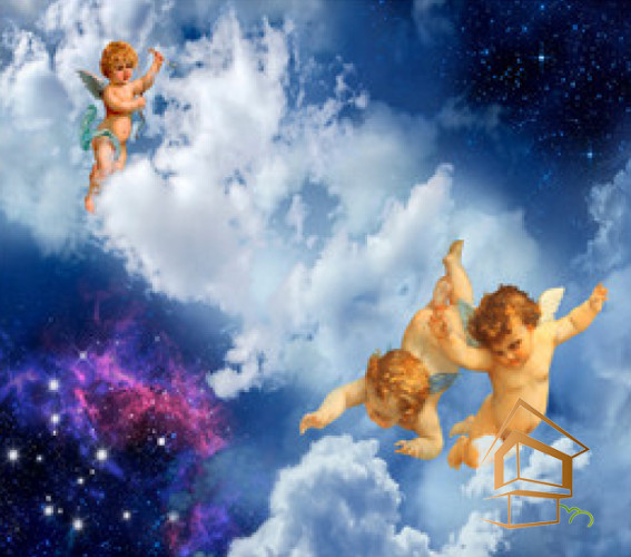 Натяжной потолок с фотопечатью Фрески, ангелы 022 - -