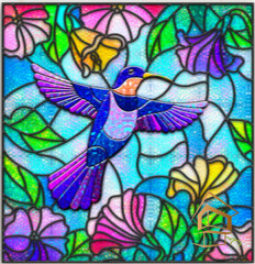 Натяжной потолок с фотопечатью Витражи 028