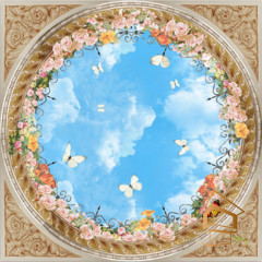 Натяжной потолок с фотопечатью Фрески, своды 098