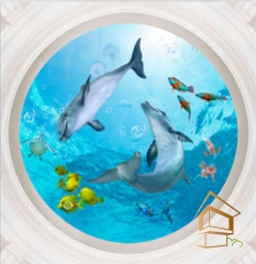 | Натяжной потолок с фотопечатью подводный мир, Натяжной потолок море Натяжной потолок с фотопечатью Подводный мир 022