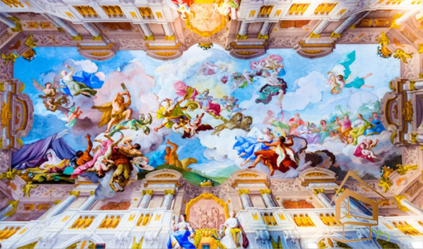 | натяжной потолок, фотопечать, фрески, своды, интерьер, дизайн Натяжной потолок с фотопечатью Фрески, своды 103 -  -