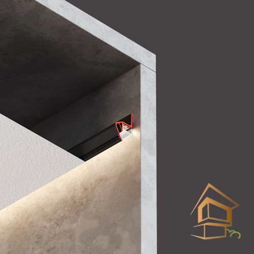 | профиль для натяжных потолков, Flexy FLY 02, чёрный матовый профиль, гарпунная система, светорассеивающая вставка Профиль для натяжных потолков Flexy FLY 02 парящий под светорассеиватель, черный матовый, 2 м