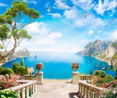 | Натяжной потолок с фотопечатью стены Натяжной потолок с фотопечатью Стены 017