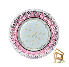 | освещение натяжные потолки, освещение для натяжных потолков, варианты освещения натяжного потолка, трековое освещение для натяжных потолков, освещение в комнате с натяжным потолком, освещение натяжных потолков купить Светильник светодиодный потолочный для натяжных и подвесных потолков, GX53 искристый с подсветкой Кристалл прозрачный и розовый/хром, Ecola