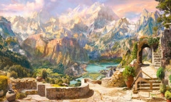 | Натяжной потолок с фотопечатью стены Натяжной потолок с фотопечатью Стены 026