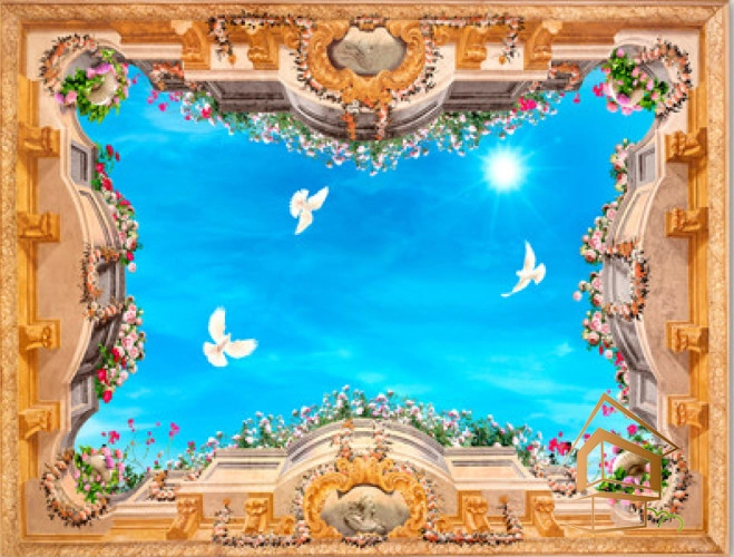 | натяжной потолок, фотопечать, фрески, своды, интерьер, уют Натяжной потолок с фотопечатью Фрески, своды 002 -  - 